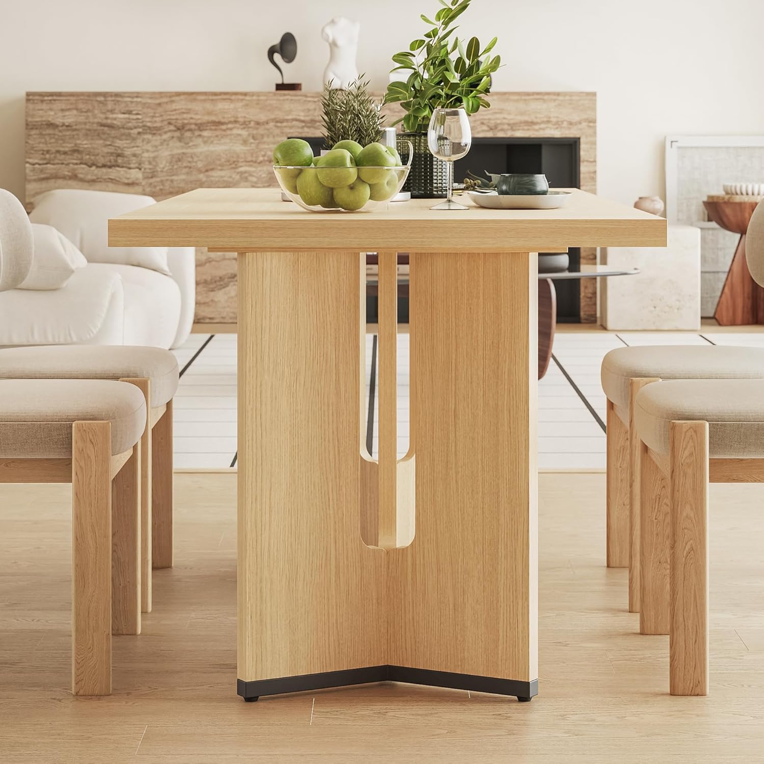 LIKEMET 70.9" Rectangular Wooden Dining Table