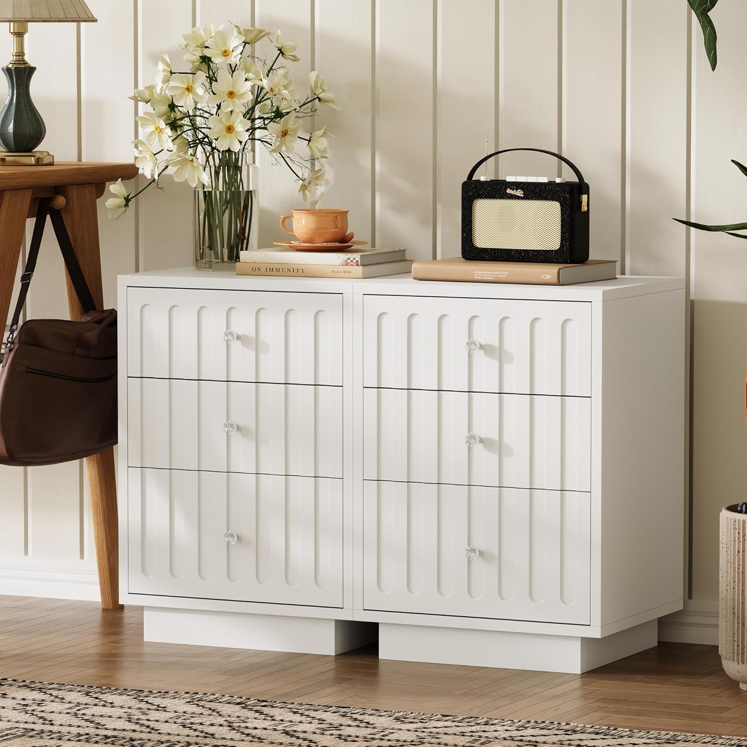LIKEMET 26.3" 3 Drawers Nightstand