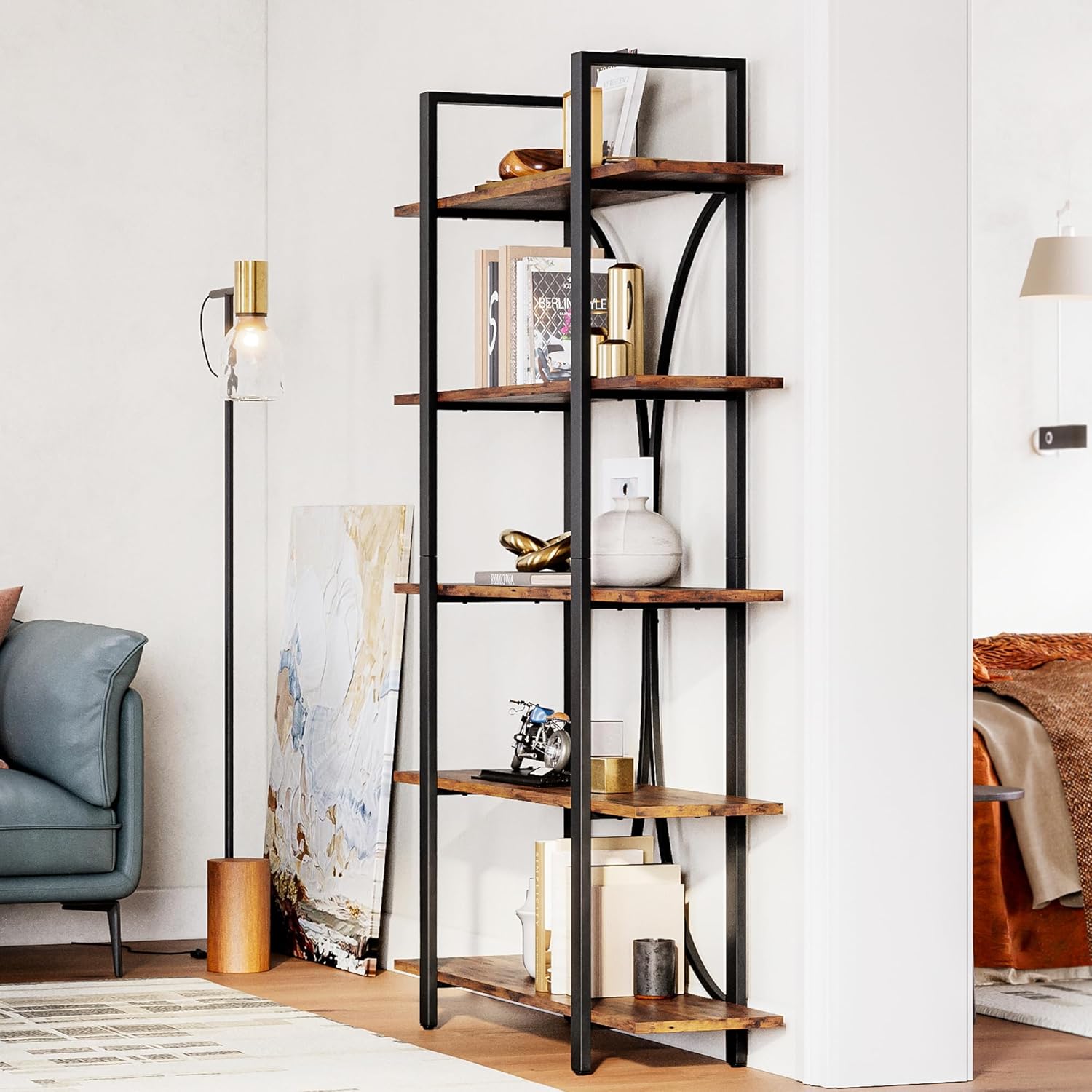 LIKEMET 70“ Open Bookshelf with Half Back