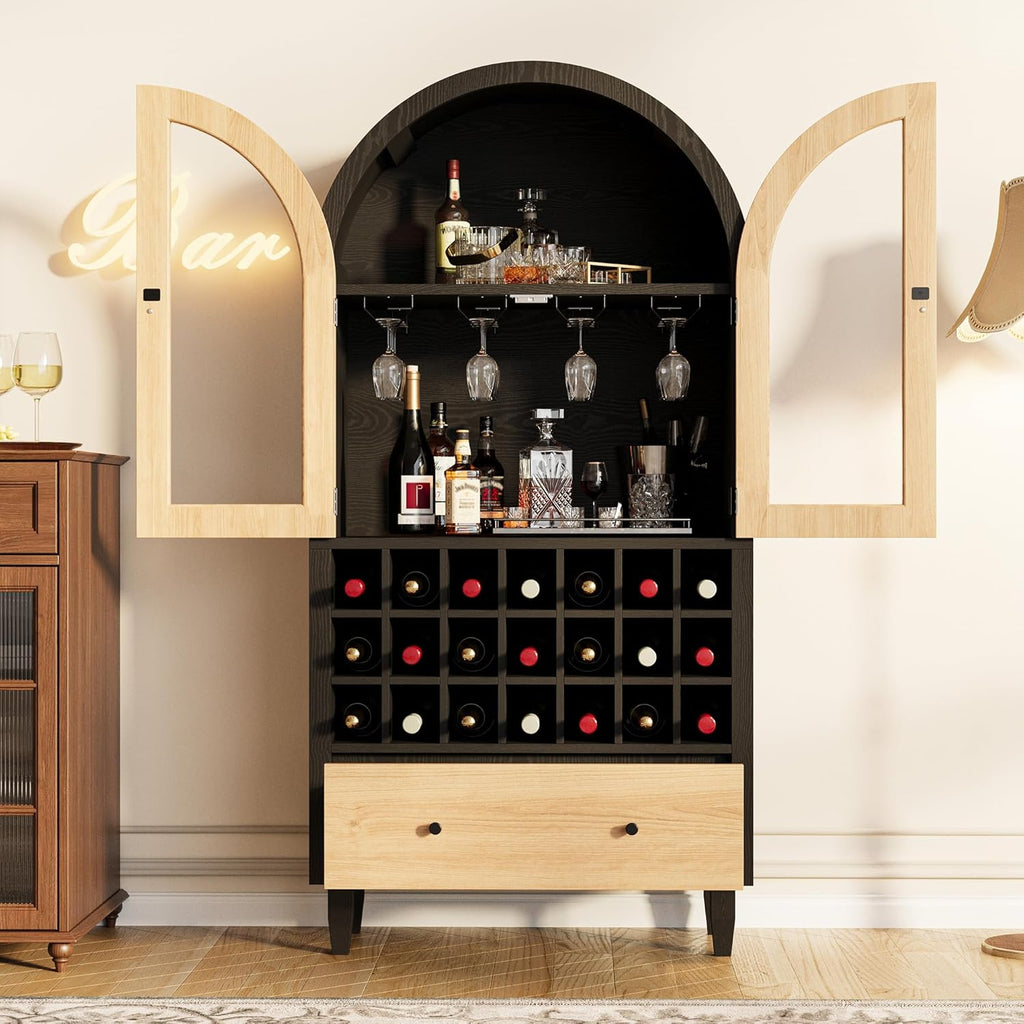 LIKEMET 63" Arched Bar Cabinet with Doors