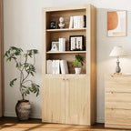 LIKEMET Medieval-style Rattan Bookshelf with Doors（70.9”）