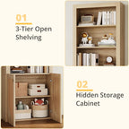 LIKEMET Medieval-style Rattan Bookshelf with Doors（70.9”）