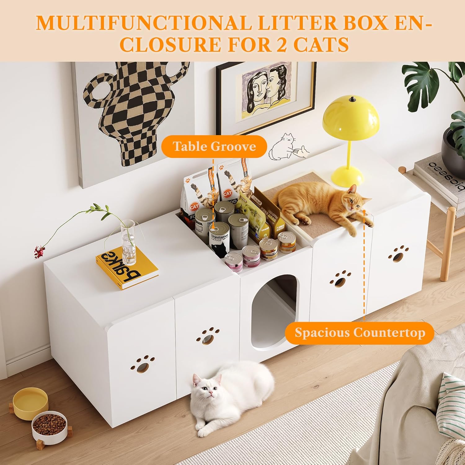 LIKEMET Hidden Double Cat Litter Box