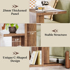 LIKEMET 2-Tier C Shaped Rustic Couch End Table