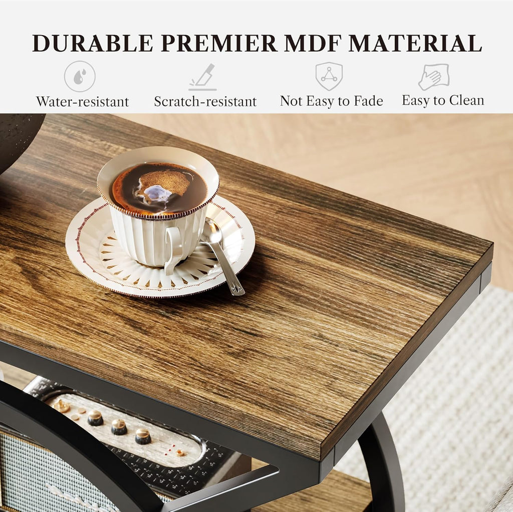 LIKEMET 3-Tier Metal Geometric End Table