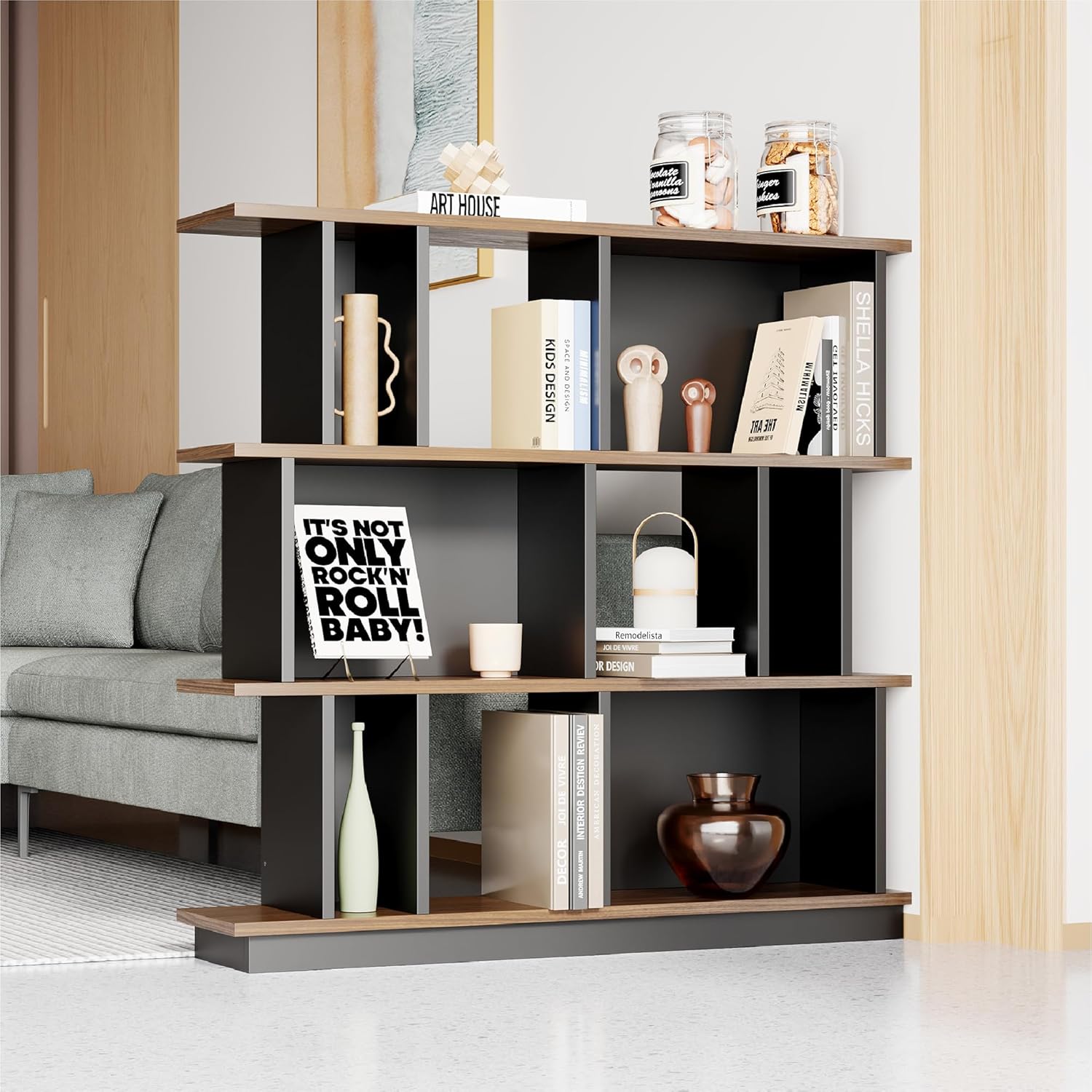 LIKEMET 47" Geometric Bookshelf