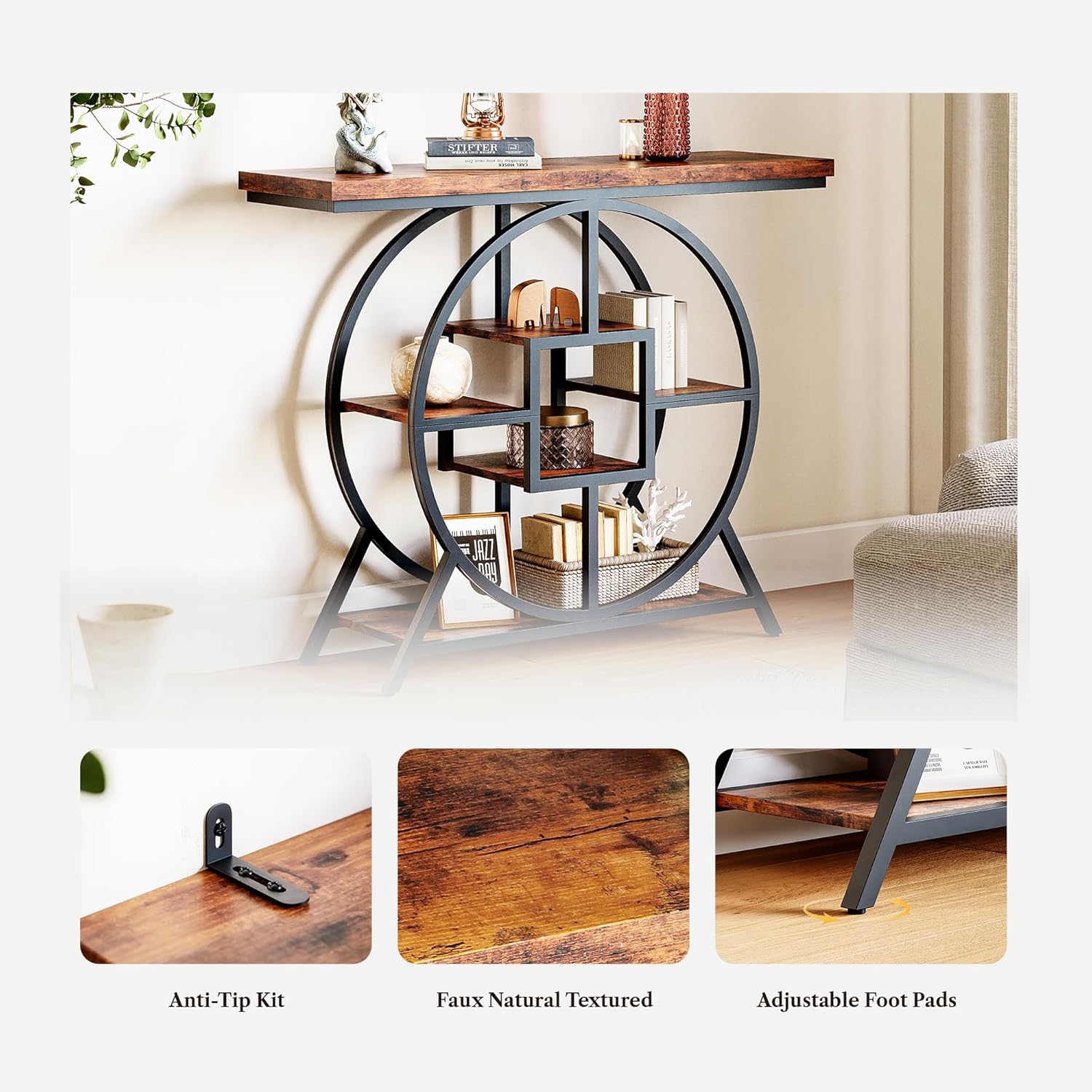 LIKEMET 41.3" Round Base Console Table