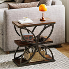 LIKEMET Butterfly Metal Frame Wooden End Table