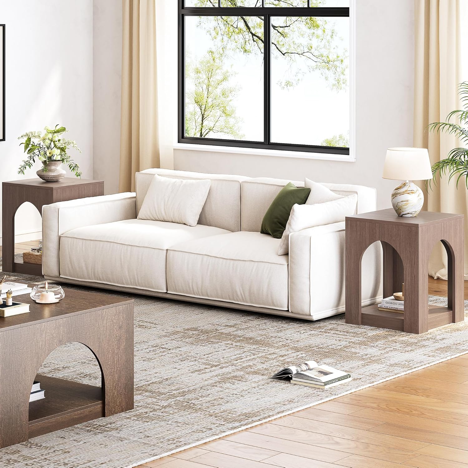 LIKEMET 19.6" Arched Wood End Table