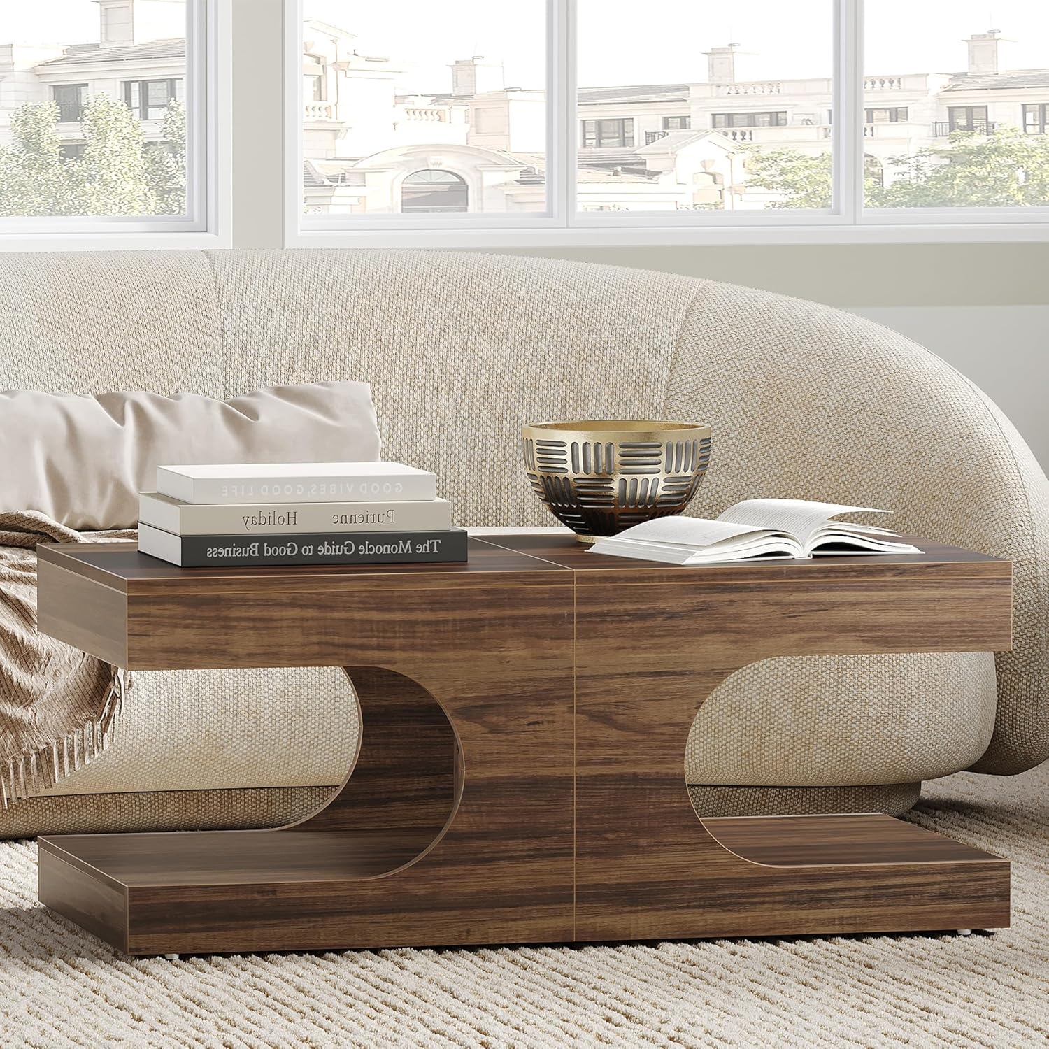 LIKEMET 47.2" Combination Arched Coffee Table