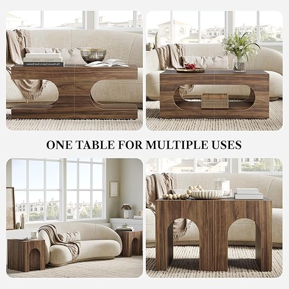 LIKEMET 47.2" Combination Arched Coffee Table