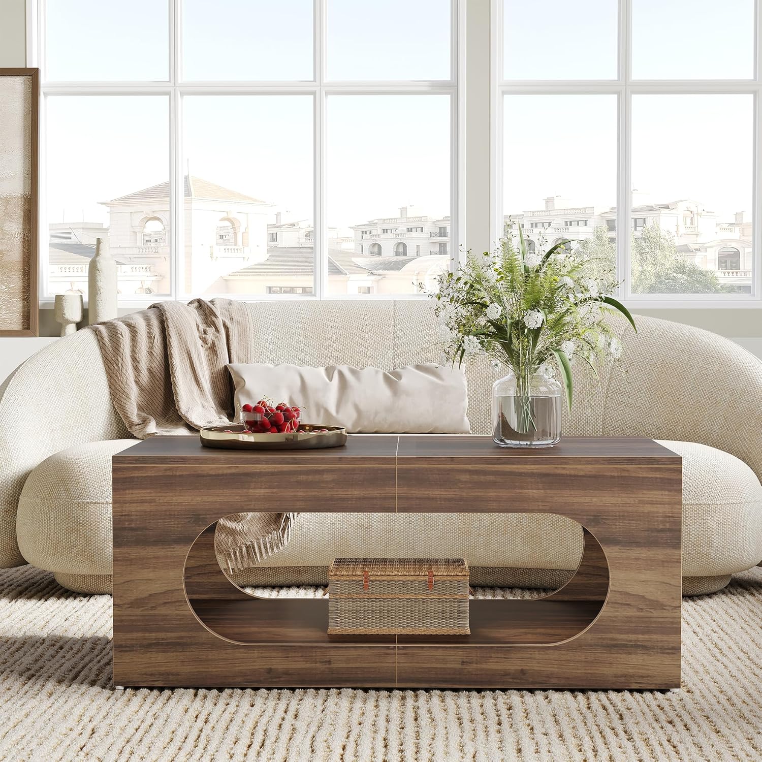 LIKEMET 47.2" Combination Arched Coffee Table