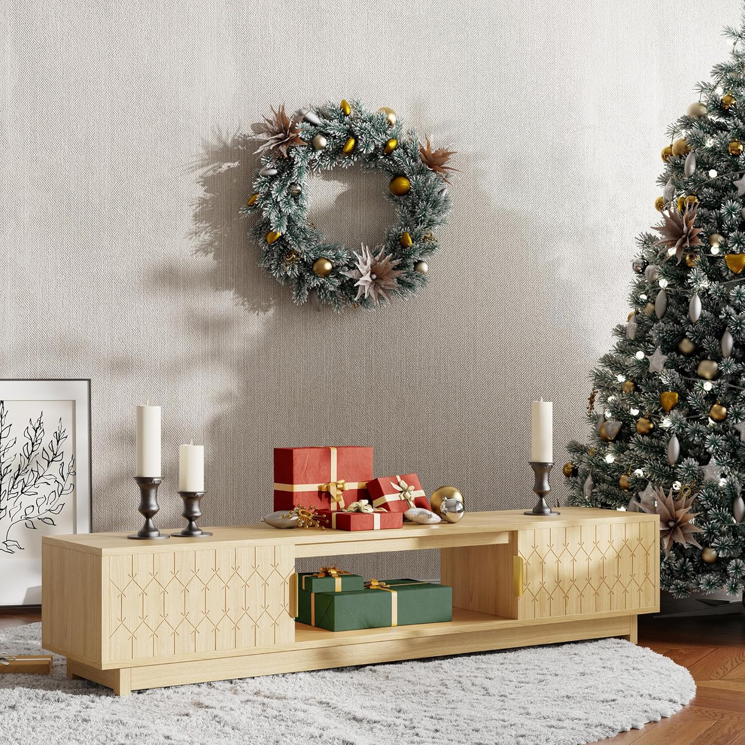 LIKEMET 70.8“ Modern Grain TV Stand