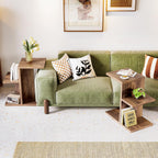 LIKEMET 2-Tier C Shaped Rustic Couch End Table