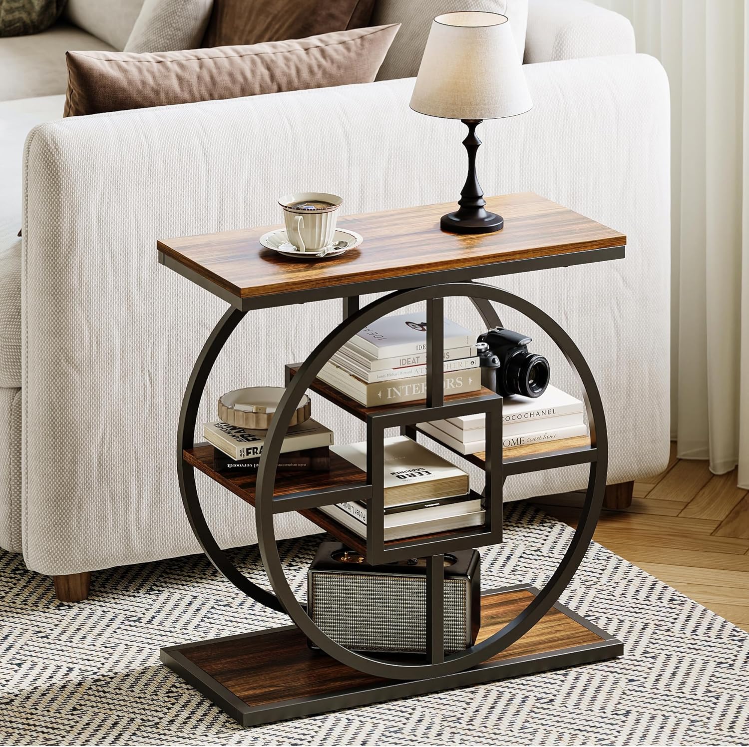 LIKEMET Geometric Frame Narrow End Table