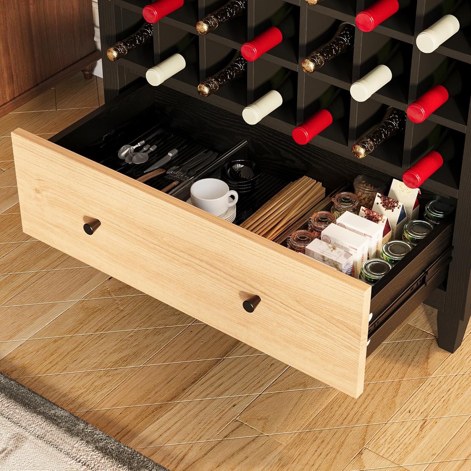 LIKEMET 63" Arched Bar Cabinet with Doors