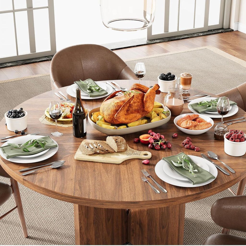 LIKEMET 47" Round Wooden Dining Table