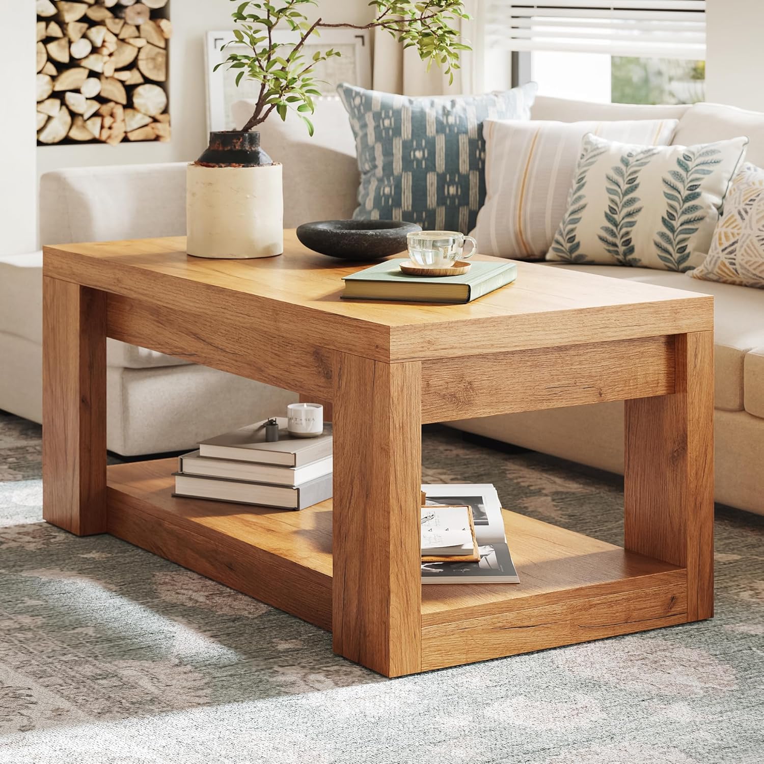 LIKEMET 47.24“ Wood Coffee Table