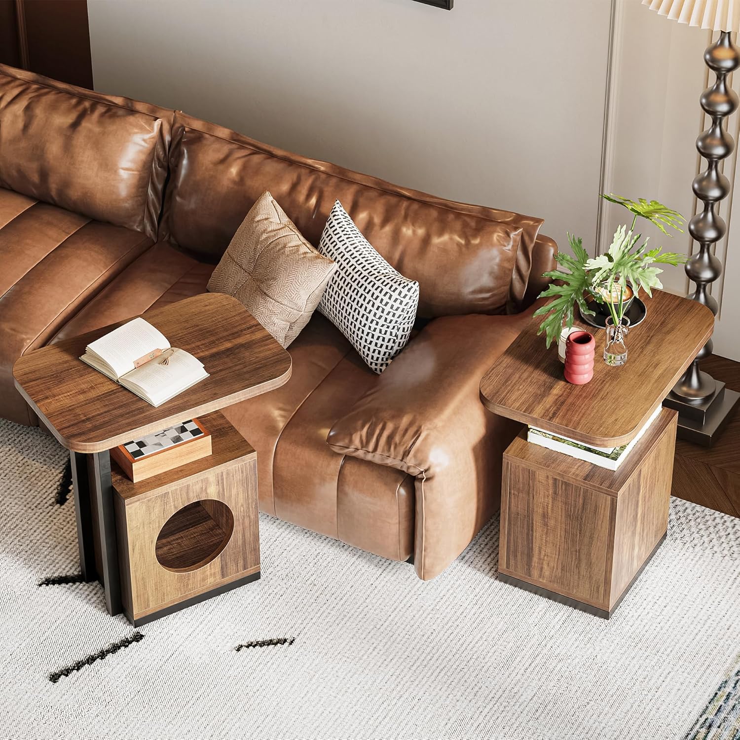 LIKEMET End Table with Cat House（25“）