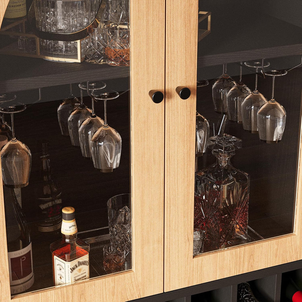 LIKEMET 63" Arched Bar Cabinet with Doors