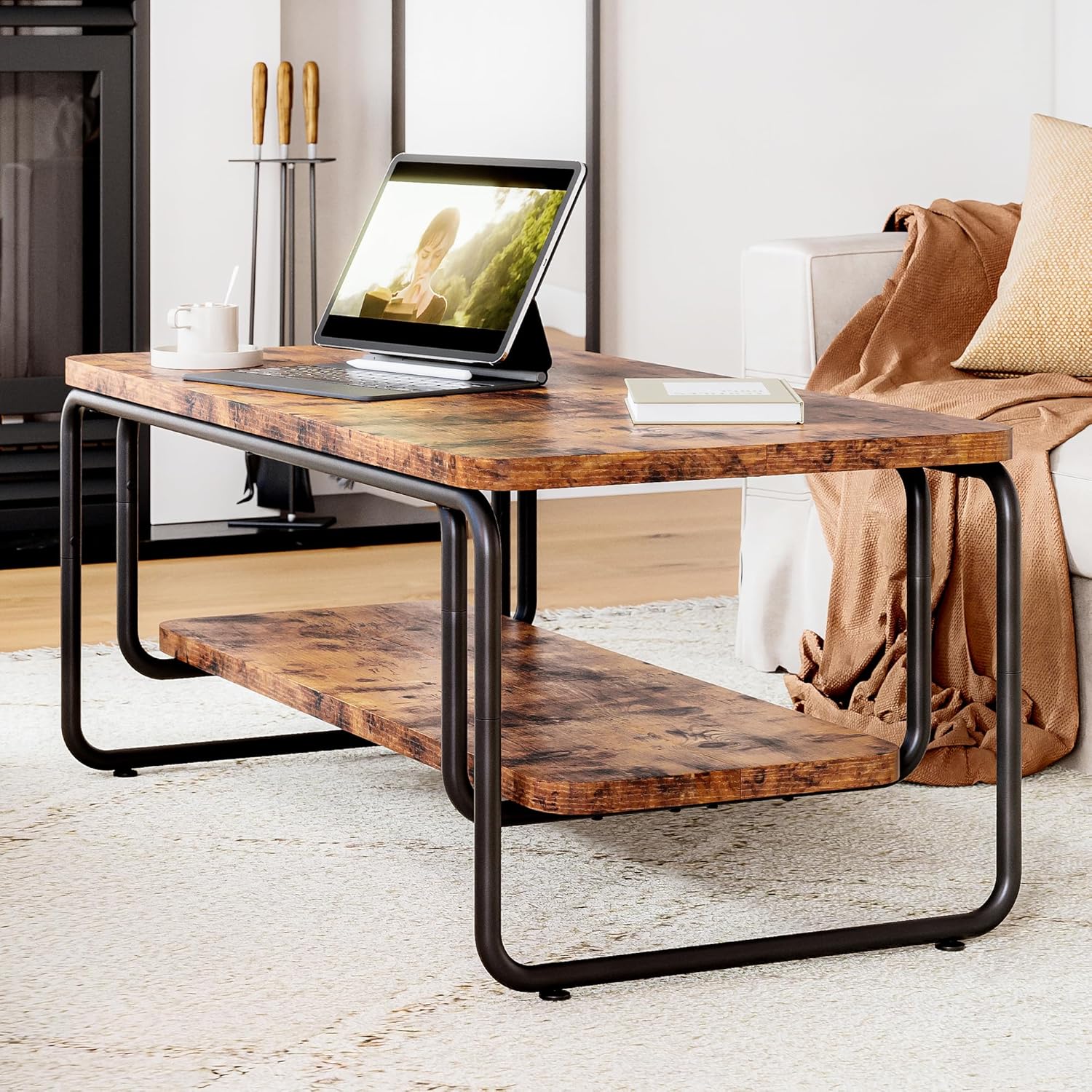 LIKEMET 47" Rounded Rectangular Coffee Table