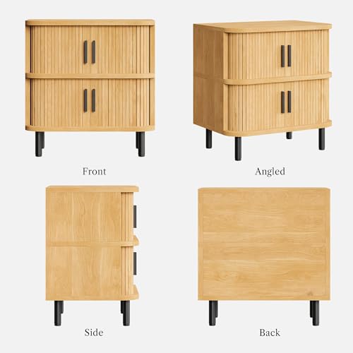 LIKEMET Fluted Nightstand with Sliding Tambour Door