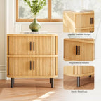 LIKEMET Fluted Nightstand with Sliding Tambour Door