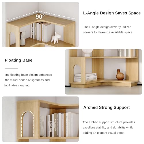 LIKEMET 6 Tier Wooden Corner Bookshelves