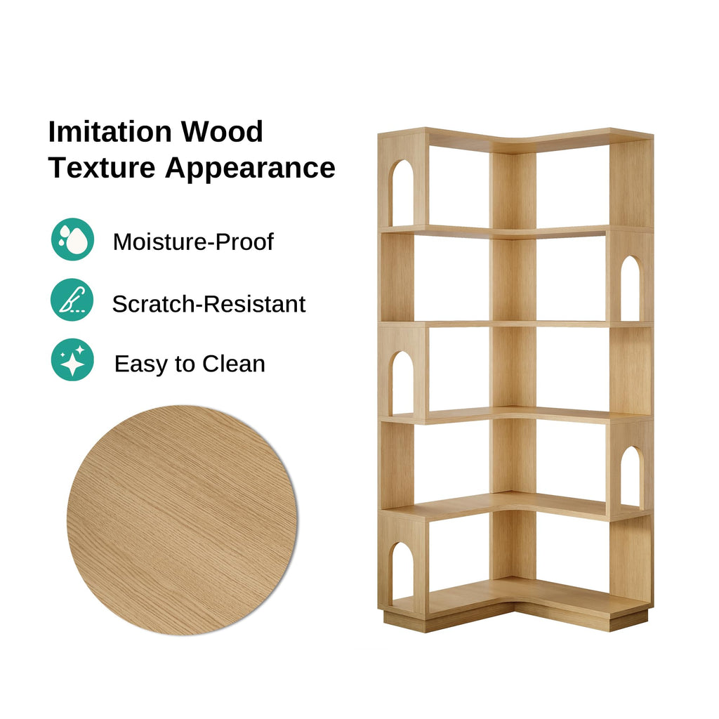 LIKEMET 6 Tier Wooden Corner Bookshelves