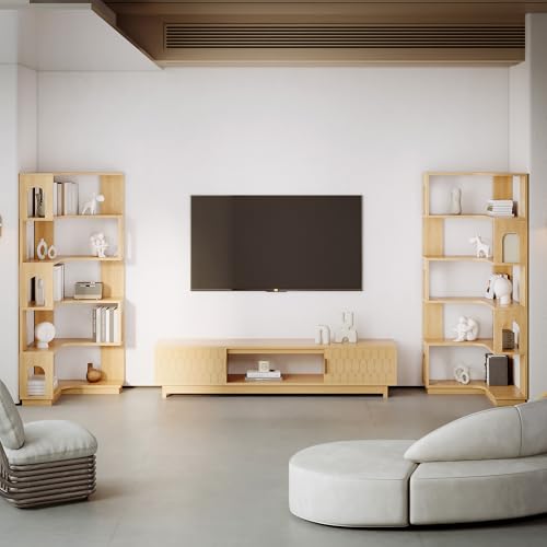 LIKEMET 6 Tier Wooden Corner Bookshelves