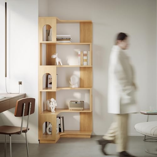 LIKEMET 6 Tier Wooden Corner Bookshelves