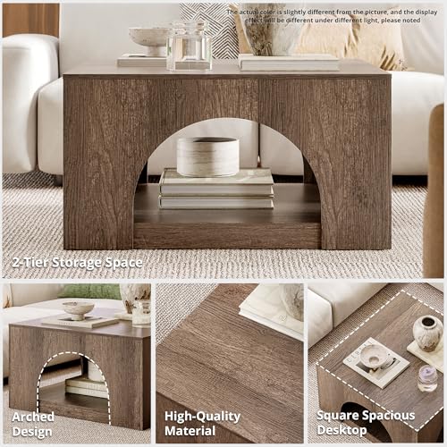 LIKEMET 35.5" LED Square Coffee Table