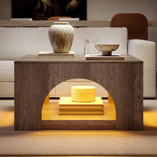 LIKEMET 35.5" LED Square Coffee Table