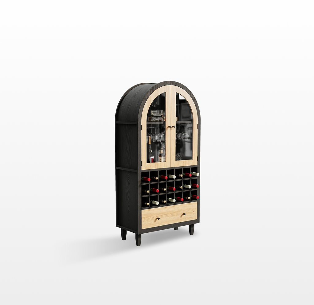 LIKEMET 63" Arched Bar Cabinet with Doors