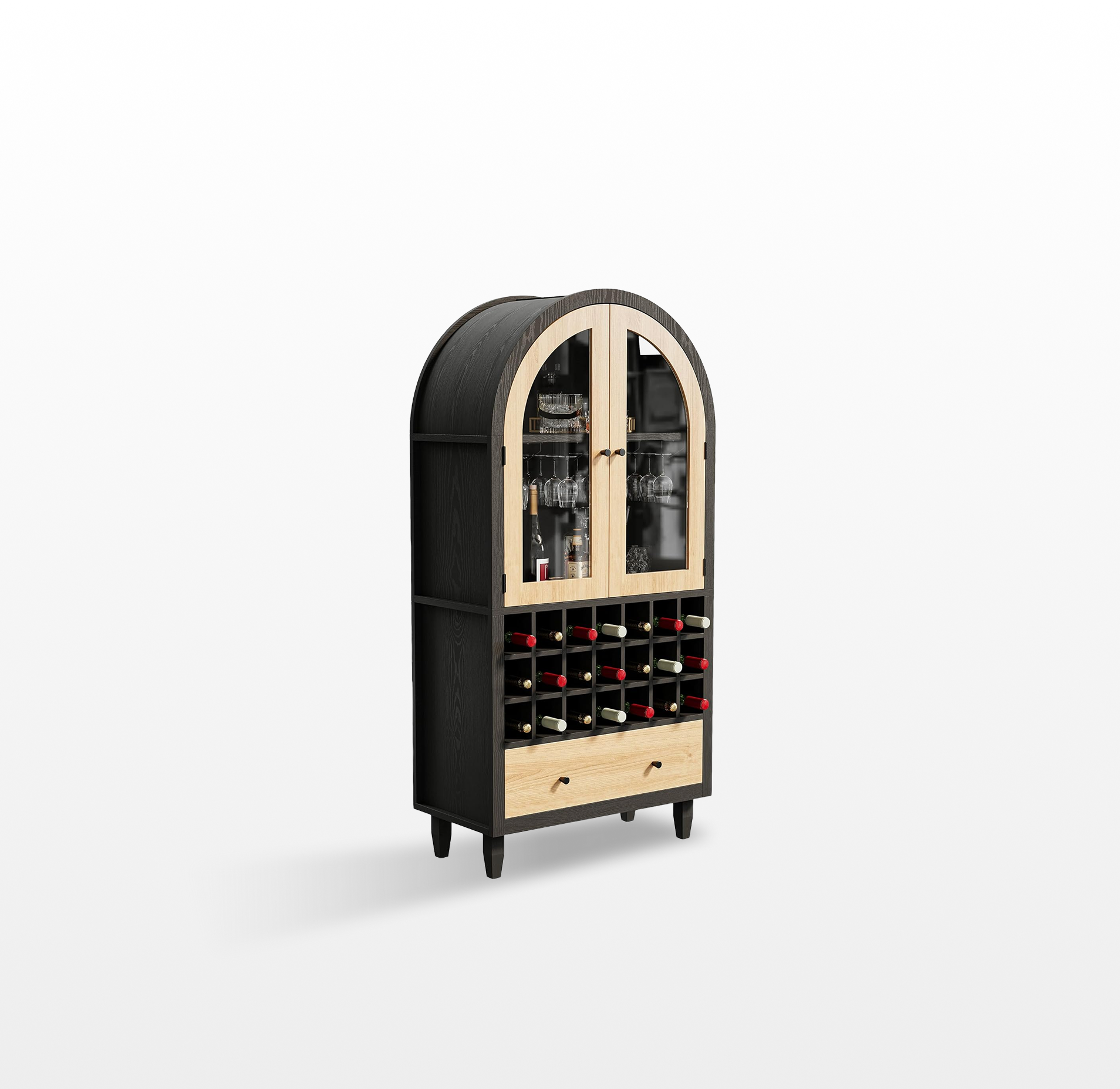 LIKEMET 63" Arched Bar Cabinet with Doors