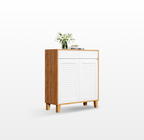 LIKEMET Wooden 4-Tier Shoe Cabinet with Louver Doors