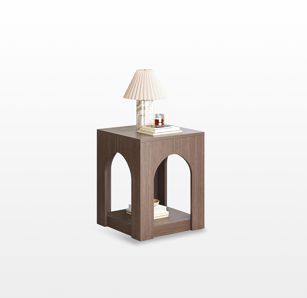 LIKEMET 19.6" Arched Wood End Table