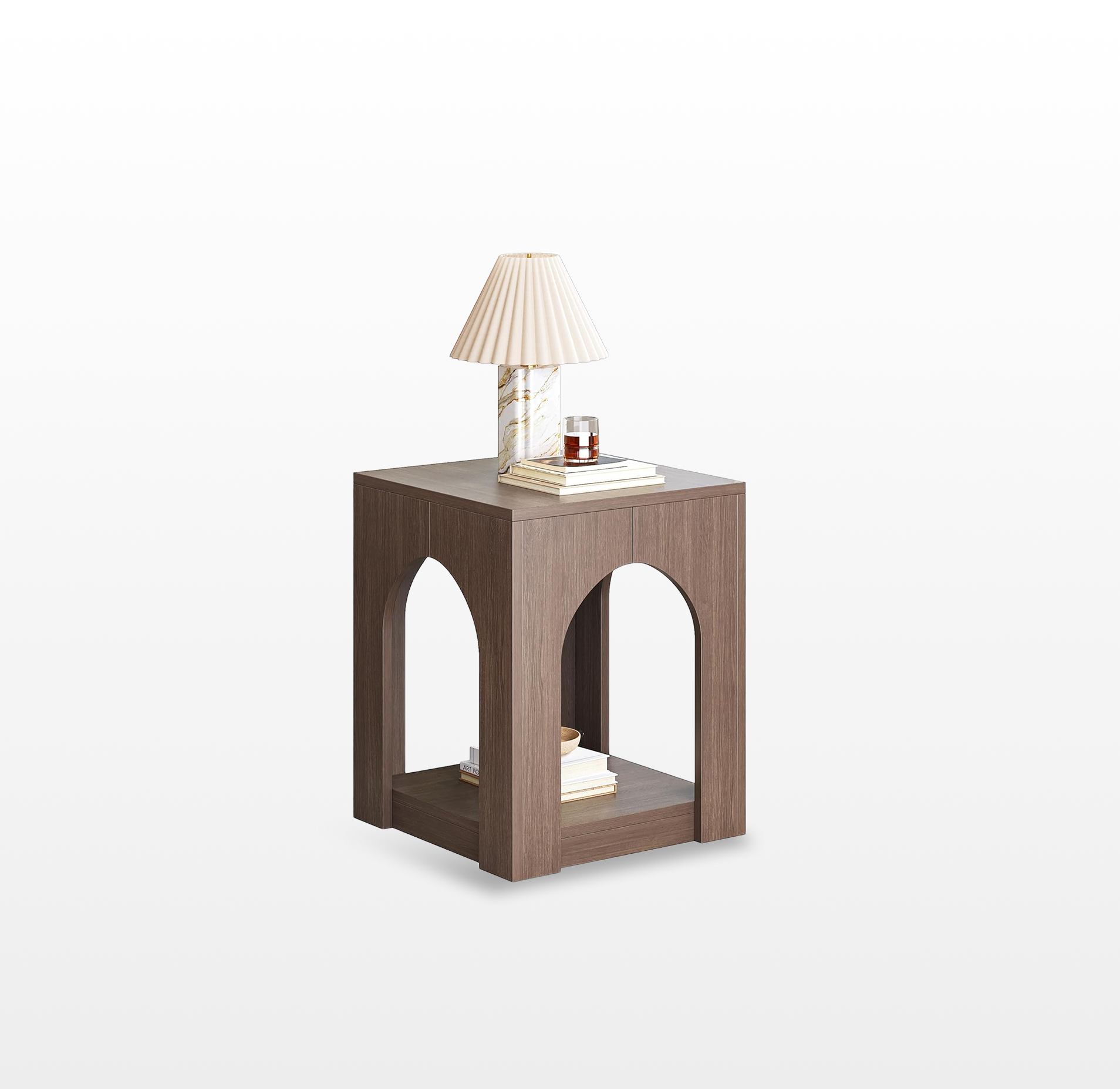 LIKEMET 19.6" Arched Wood End Table
