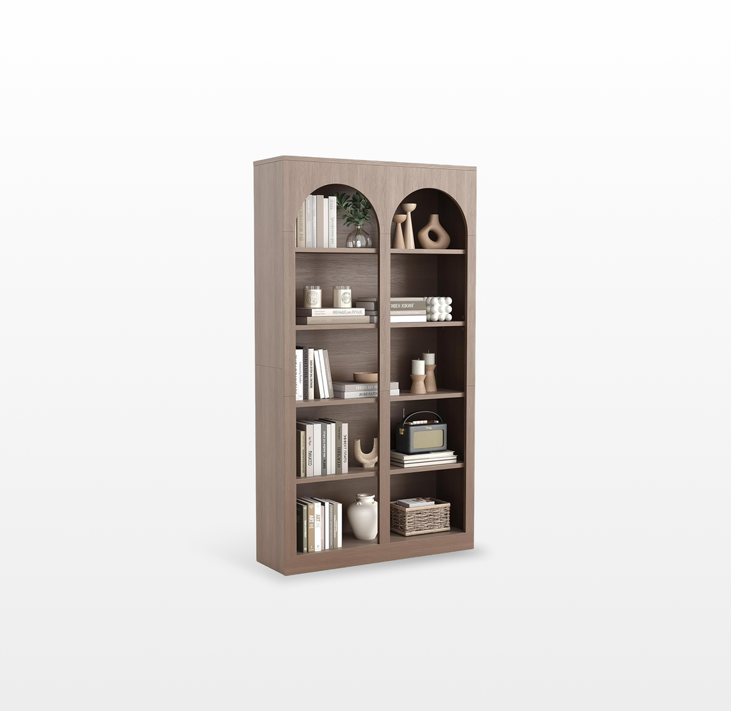 LIKEMET 70.8" Wooden High Arched Bookcase