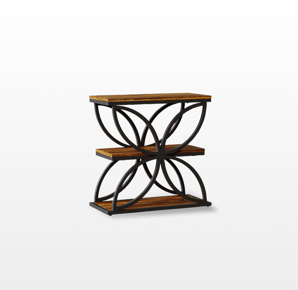 LIKEMET Butterfly Metal Frame Wooden End Table