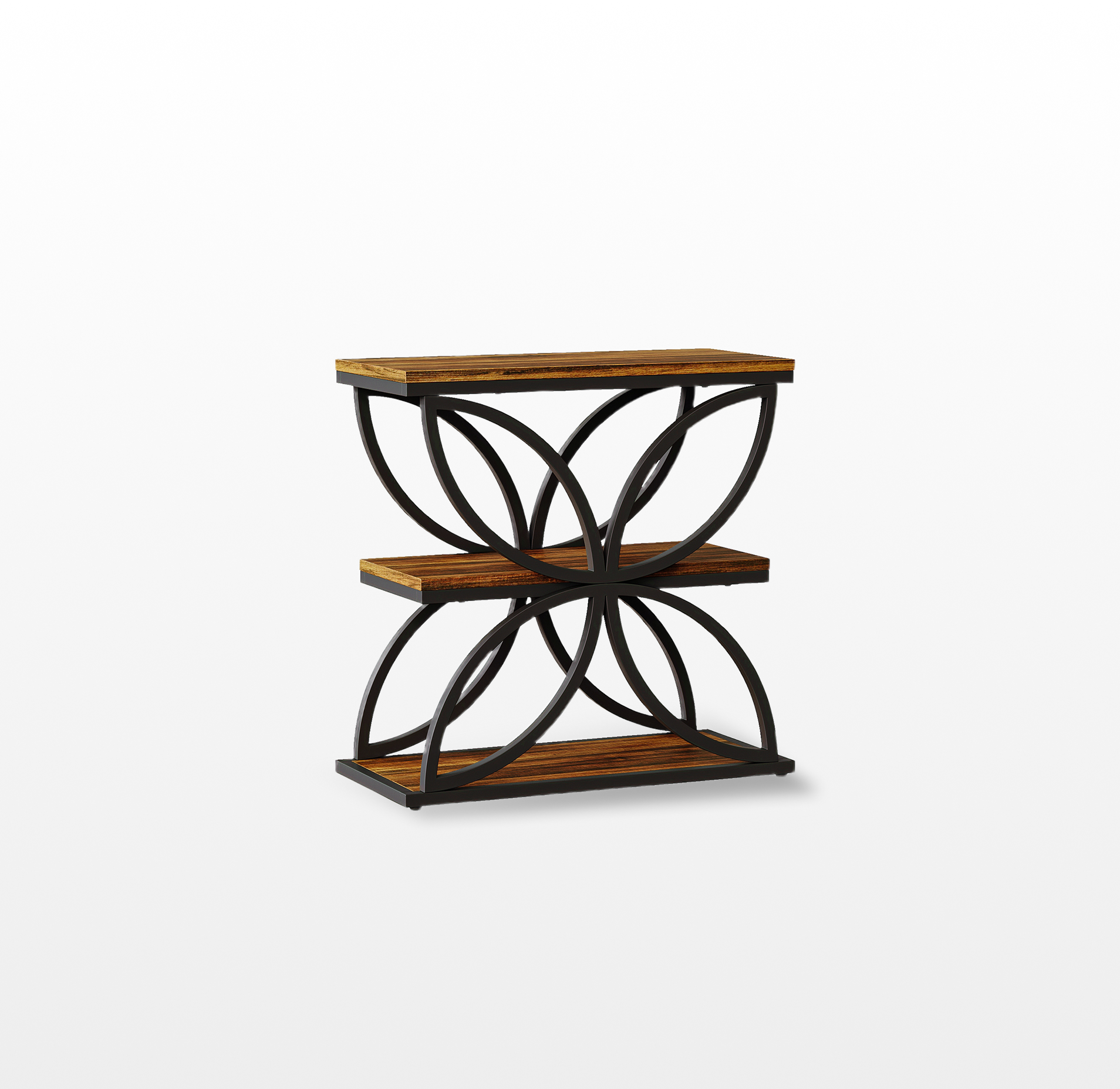 LIKEMET Butterfly Metal Frame Wooden End Table