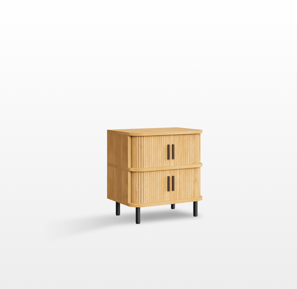 LIKEMET Fluted Nightstand with Sliding Tambour Door