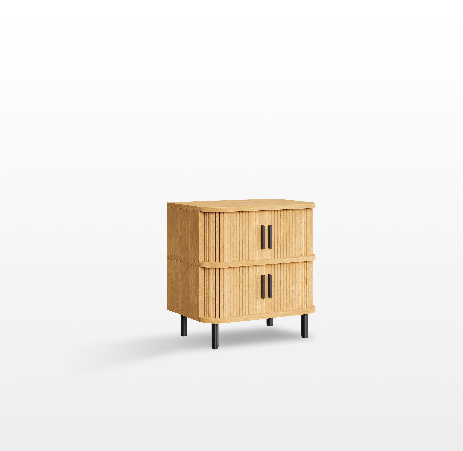 LIKEMET Fluted Nightstand with Sliding Tambour Door
