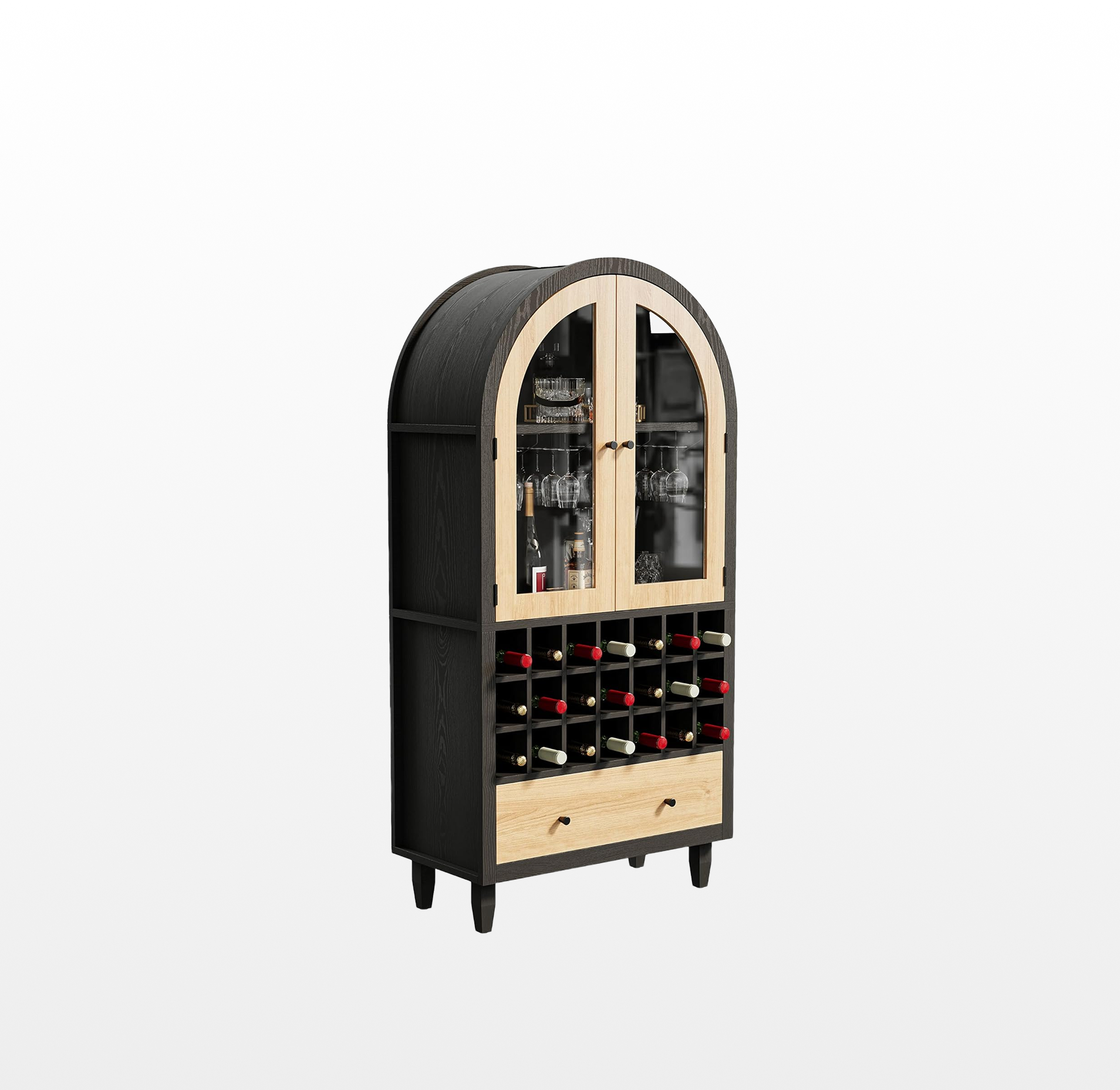 LIKEMET 63" Arched Bar Cabinet with Doors