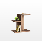 LIKEMET 2-Tier C Shaped Rustic Couch End Table