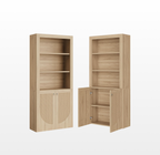 LIKEMET Medieval-style Rattan Bookshelf with Doors（70.9”）