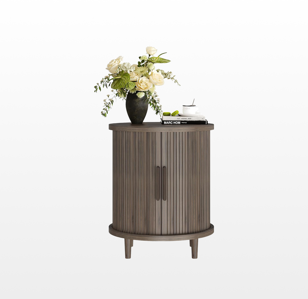 LIKEMET Round Walnut End Table（20“）